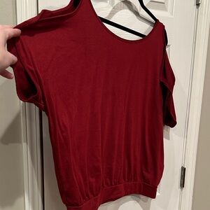 SHEIN Red Cold Shoulder Tee